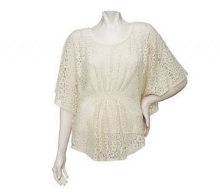 Kelly by Clinton Kelly Flutter Sleeve Lace Blouse with Knit Tank