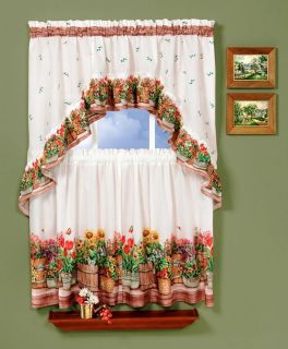 Country Garden Complete Tier Swag Set Kitchen Curtain Delicious