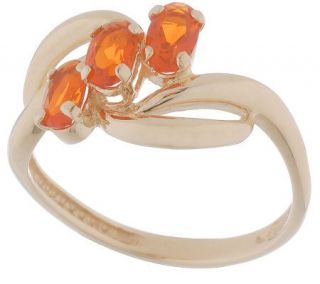 35 ct tw Oval Fire Opal Three Stone Ring, 14K Gold —