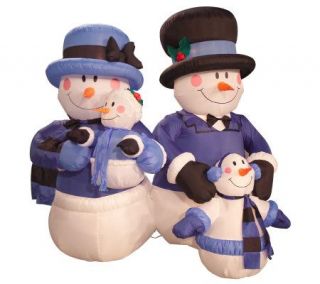 Giant Airblown Inflatable Snowman Family Lawn Ornament —