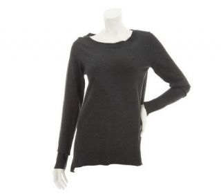 LOGO by Lori Goldstein Sweater with Contrast Side Panels   A229360