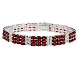 18.50 ct tw Mozambique Garnet 3 Row Sterling 7 1/4 Bracelet   J268860