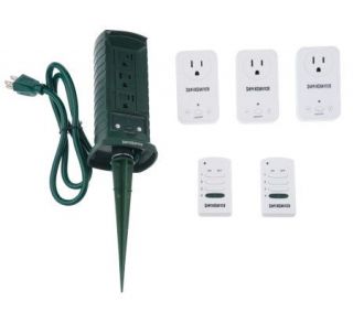 Set of 3 Indoor Wall Outlets with Outdoor Power Stake& 2Remotes