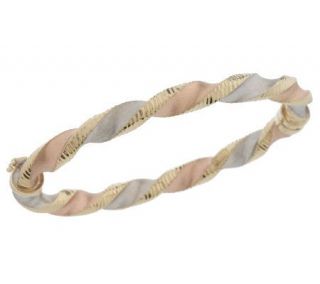 VicenzaGold 7 Tri color Twisted Bangle Bracelet 14K Gold, 8.5g