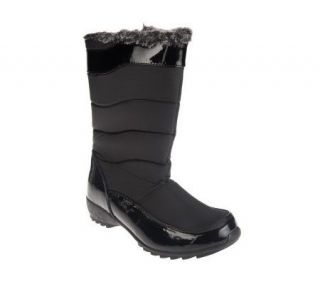 Weatherproof Water Resistant Nylon Boots with Faux Fur   A217855