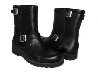 UGG Australia Cowen Black 3295 Kids Casual Leather Boot w Zipper Fits