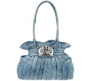 KathyVanZeeland Pleated Shiny Glove Nappa Belted Shopper —