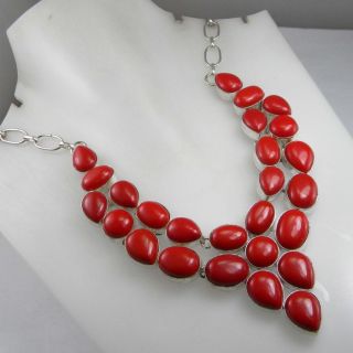 Coral Necklace Plated with 925 Sterling Silver Handmade Jewelry