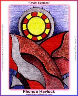 Orient Express Abstract Geometry ACEO Canvas Edition Art Card Rhonda