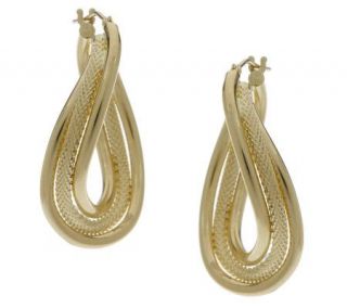EternaGold Polished & Textured Hoop Earrings 14K Gold —