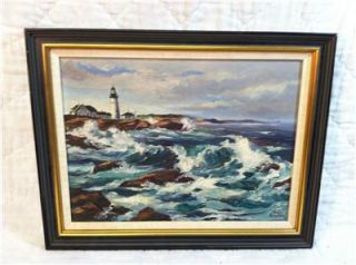 Magnificent Maine Artist Roger Deering Oil Painting Portland Head