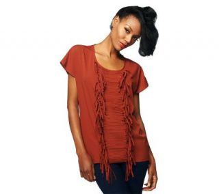 DASH by Kardashian Scoopneck Blouse with Fringe Detail —