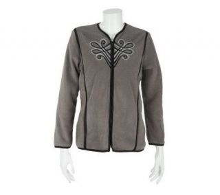 Bob Mackies Plush Fleece Imperial Embroidered Jacket   A68158