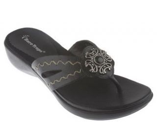 BareTraps Leather Center Detail Thong Sandals —