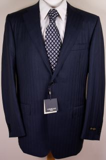 CORNELIANI Suit $2180 Navy Striped Super 150s Wool 2 BTN Suit 40R 50E