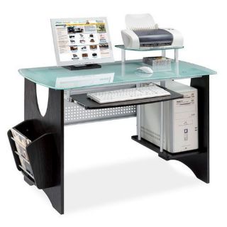 Espresso Glass Computer Furniture Desk Home Office Work Workstation