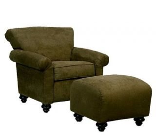 Handy Living Fairfax Dark Moss Chair & Ottoman —