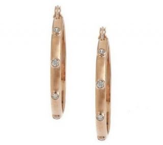 Hidalgo Diamonique Sterling or 14K Gold Clad Hoop Earrings —