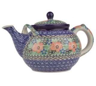 Polish Stoneware Signature In a Garden Teapot —