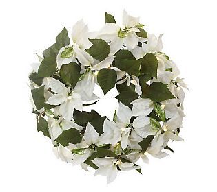 BethlehemLights BatteryOperated Poinsettia Wreath with Timer