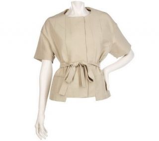 By Thuy D. Short Sleeve Jacket with Self Belt —