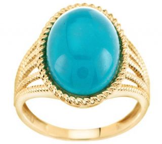 Sleeping Beauty Turquoise Bold Oval Rope Detail Ring, 14K —