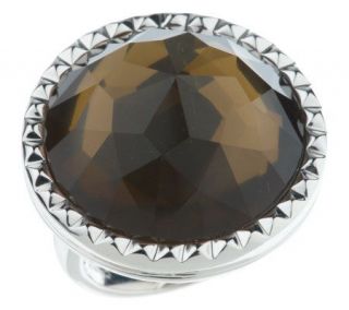 Sterling Faceted Smoky Quartz Doublet Ring —