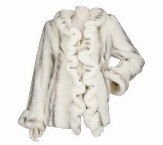 Dennis Basso Faux Fur Ruffle Front Fully Lined Coat —