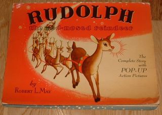 Vintage Pop Up Art Book Rudolph Red Nosed Reindeer Christmas Eames Era