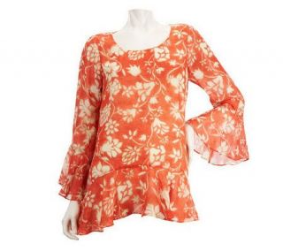 Linea by Louis DellOlio Floral Print Bell Sleeve Top —