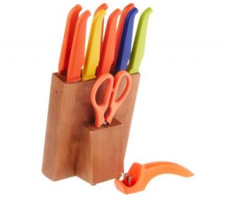 Rachael Ray 10 pc. Colored Knife Set with Manual Sharpener —