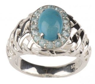 Sterling Oval Turquoise & 0.30 ct tw Apatite Ring —