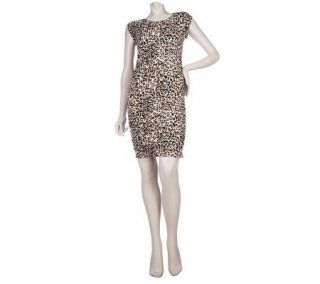 DASH by Kardashian Gathered Knit Leopard Print Dress —