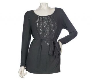 Linea by Louis DellOlio Tunic with Sequin Detail & Removable Belt 