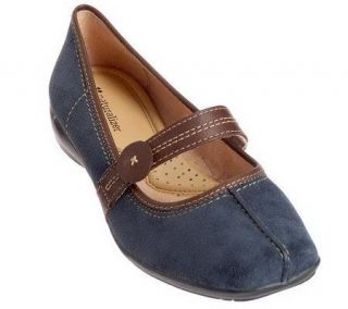 Naturalizer Suede Button Detail Leather Trim Mary Janes —