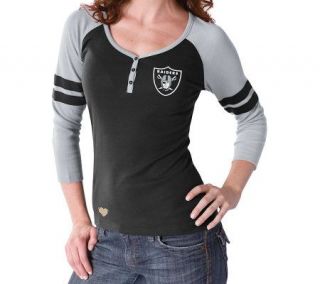 NFL Raiders Womens Plus Size 3/4 Sleeve Rib Henley Top —