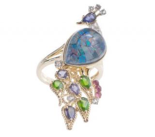 Smithsonian Multi gemstone Peacock 14K Clad Sterli Ring —