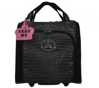 KathyVanZeeland Croco Embossed Under the Seat Carry on Bag —