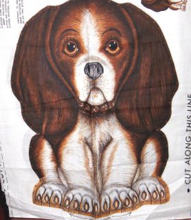 Vtg 70s Cranston Hound Puppy Pillow Fabric Panel 17 x 13 Cut and Sew