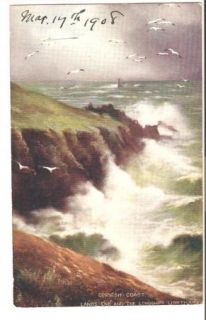  Post Card 1908 Raphael Tuck Oilette Rough Seas Cornish Coast