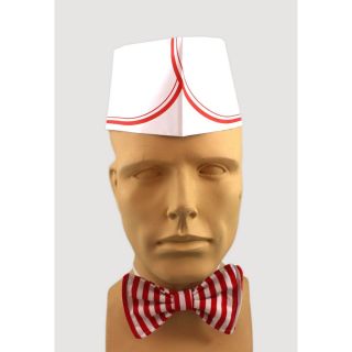  Jerk Hat and Bow Tie Set 1950s Ice Cream Parlor Costume Kit
