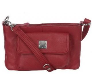 Liz Claiborne New York Leather Zip Top Convertible Crossbody Bag