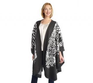 Gypsy by Mara Hoffman Printed Sweater Cape with Contrast Rib
