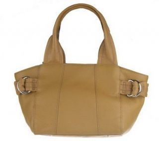 Tignanello Pebble Leather Multi Zip French Tote Bag w/Belt Detail 