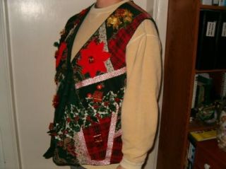 Ugly Christmas Sweater Party Vest 3D Poinsettia Boobs