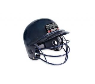 Navy Batting Helmet with Wire Cage   One Size Fits All —