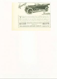 1914 Lexington Howard Six Auto Connersville Indiana Ad