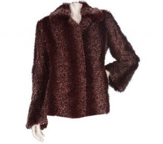 Dennis Basso Curly Faux Fur Coat with Bell Sleeves —