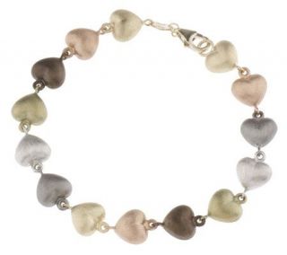 Multi color Puffed Heart Bracelet 14K Gold —