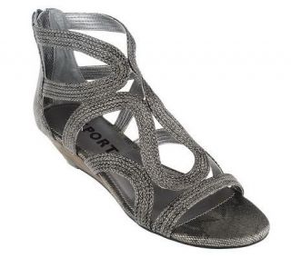 Report Mid Wedge Snakeskin Print Gladiator w/ Back Zip —